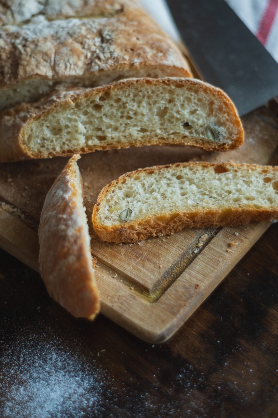 Muriate of Potash and Sulphate of Potash: Sliced sourdough on a breadboard