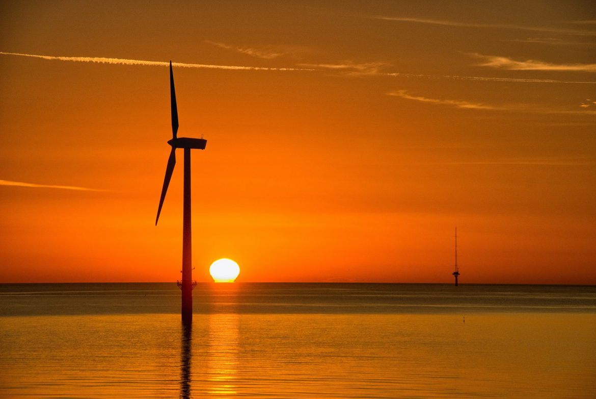 Rare earth magnets: Wind turbine at sunset